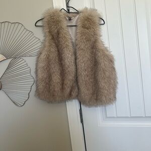 H&M Light Taupe Faux Fur Vest